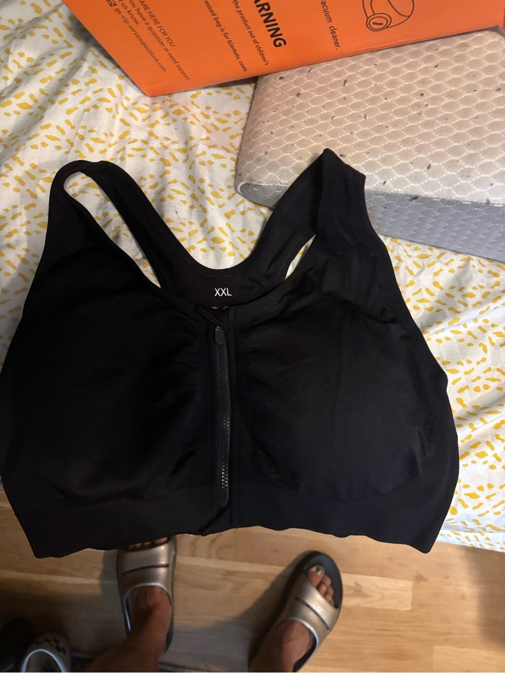 Black Front-Zip High-Support Sports Bra - XXL